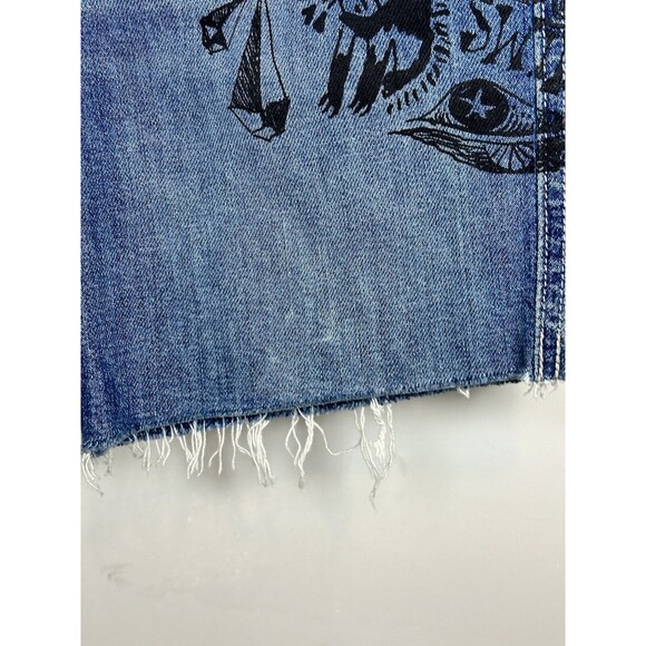 Mother Women's Blue Smokin' Short High-Waist Frayed Cut-Off Shorts Size 24 NWT - Picture 7 of 14